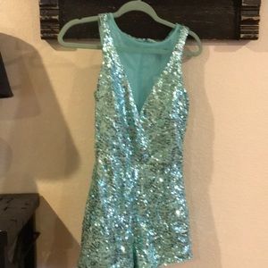 Sequin aqua romper sz 5 NWT